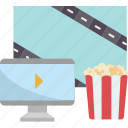 movie, screen, entertainment, video, popcorn