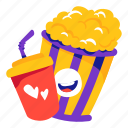 popcorn, snack, cinema, movie, stickers, sticker 