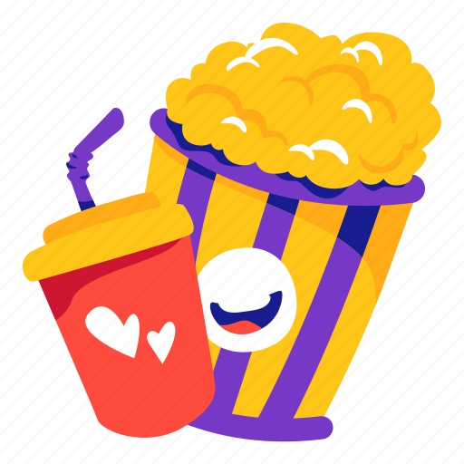 Popcorn, snack, cinema, movie, stickers, sticker illustration - Download on Iconfinder