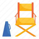 chair, cinema, director, film, furniture, interior, movie 