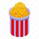 cinema, popcorn, bucket, isometric