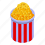 cinema, popcorn, bucket, isometric 