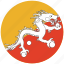 bhutan, bhutan&#x27;s circled flag, bhutan&#x27;s flag, flag of bhutan 