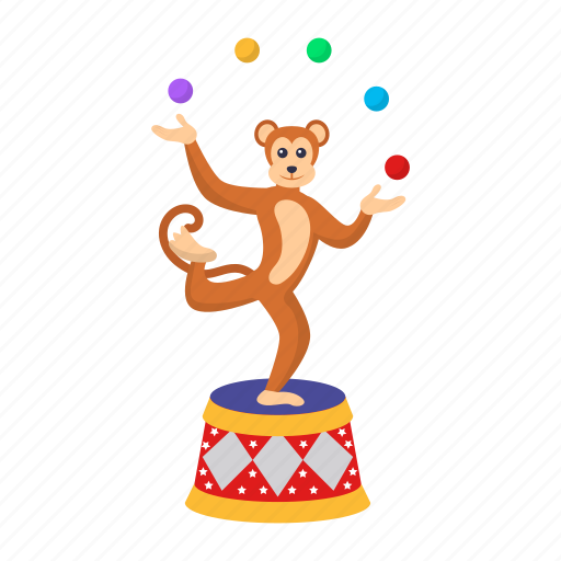 Juggling, talented, balls, podium, circus monkey, monkey, performer icon - Download on Iconfinder