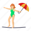 tightrope walker, umbrella, woman, athelte, acrobatic, entertainer, circus 