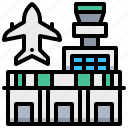 airplane, airport, building, plane