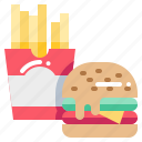 burger, fastfood, french, fries, hamburger