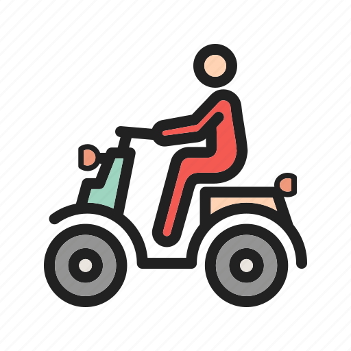 City, motorcycle, riding, scooter, town, vespa, young icon - Download on Iconfinder