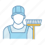 clean, cleaner, job, labour, person, sweeper, work 