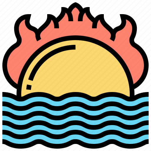Heat, ocean, sunset, warming, wave icon - Download on Iconfinder