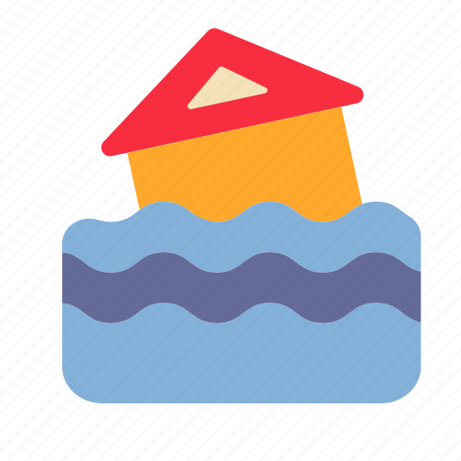 Flood, flooded, water, house icon - Download on Iconfinder
