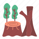 deforastion, sticker tree, tree, green, plant, forest, ecology