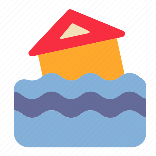 Flooded, house, water, flood, building icon - Download on Iconfinder