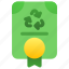 green, certificate, medal, document, recycle, recycling 