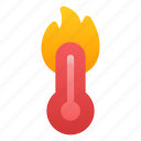thermometer, hot, fire