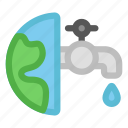 earth, globe, faucet, tap, water, drop