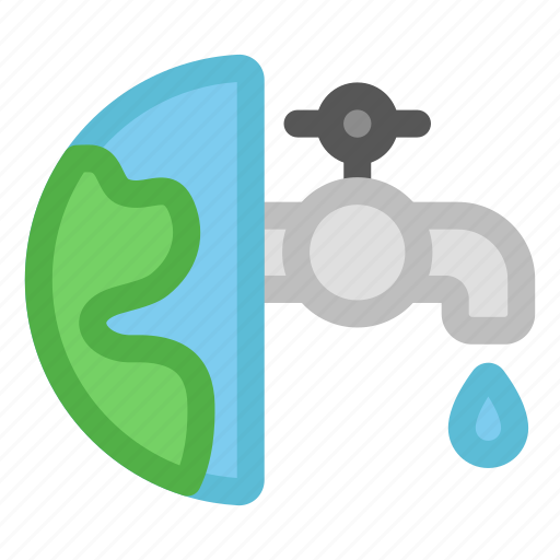 Earth, globe, faucet, tap, water, drop icon - Download on Iconfinder