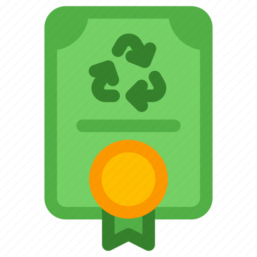 Green, certificate, medal, document, recycle, recycling icon - Download on Iconfinder