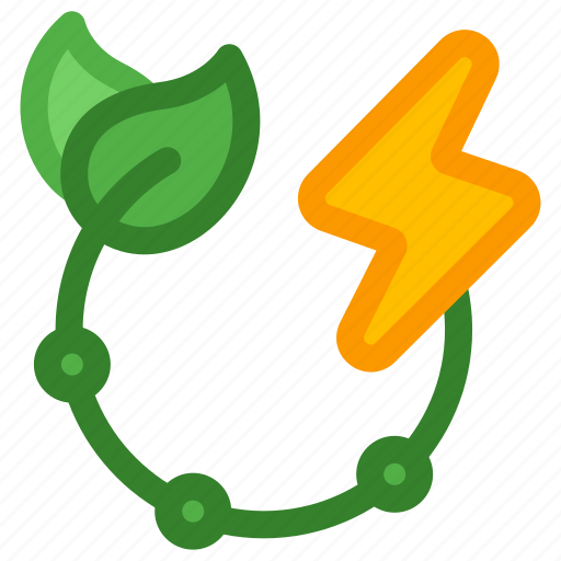 Green, clean, energy, electricity, leafs, bolt icon - Download on Iconfinder