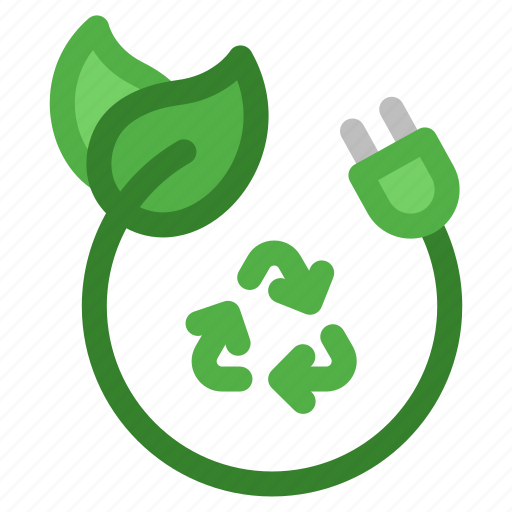 Green, energy, leafs, recycle, ecology, plug icon - Download on Iconfinder