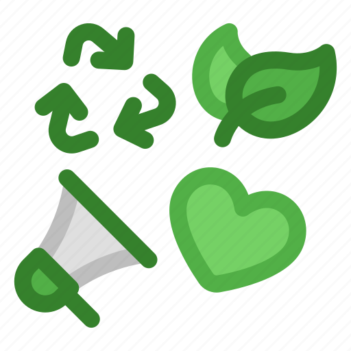 Megaphone, love, heart, recycling, leafs, environment icon - Download on Iconfinder
