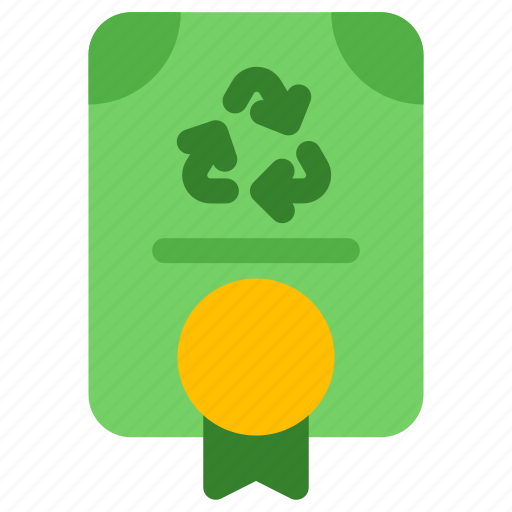 Green, certificate, medal, document, recycle, recycling icon - Download on Iconfinder