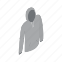 cloth, clothing, front, grey, isometric, men, sweatshirt