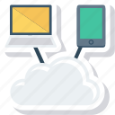 cloud, data, laptop, mobile, online, sharing, storage