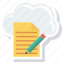 cloud, document, edit, file, pencil, storage