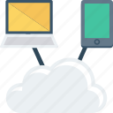 cloud, data, laptop, mobile, online, sharing, storage 