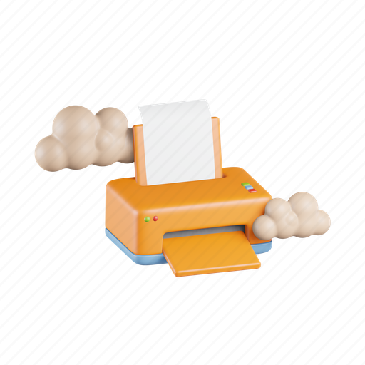 Cloud, printer, server, computing, network, data, document 3D illustration - Download on Iconfinder