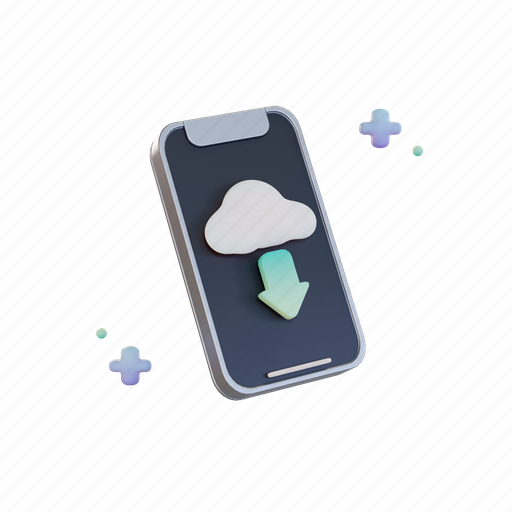 Cloud, phone, download, mobile, smartphone, communication, weather 3D illustration - Download on Iconfinder