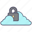 cloud, content, key, lock, security, service, storage 