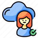 cloud, identity, approved, woman, profile, verification, user