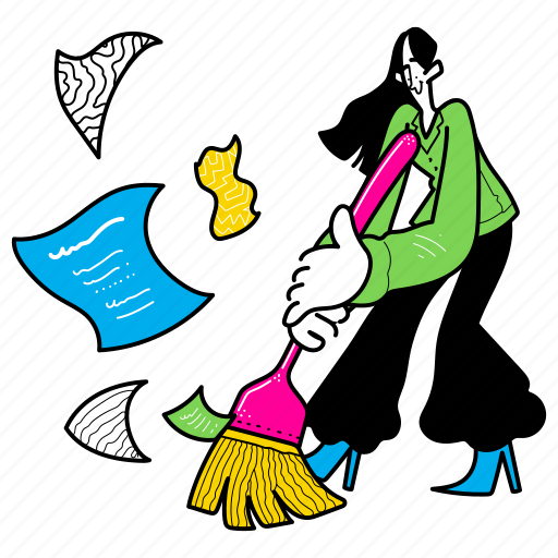 Activities, cleaning, clean, sweeping, sweep, broom, housekeeping illustration - Download on Iconfinder