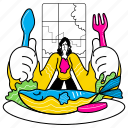food, fish, dinner, nutrition, diet, healthy, fork, spoon, restaurant 