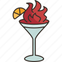 flaming, zest, alcoholic, cocktail, bartender