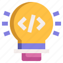 light, bulb, coding, idea, innovation, brainstorming