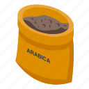 coffee, arabica, sack, isometric