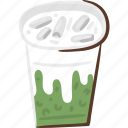 matcha, green, tea, iced, latte, milk