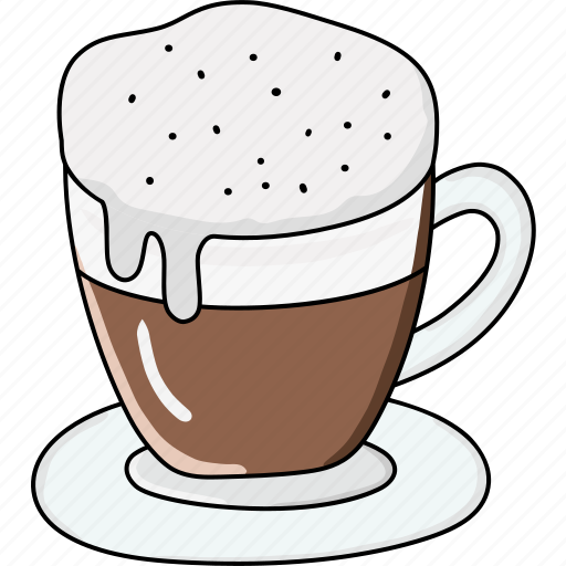 Cappuccino, coffee, cup, drink, milk, foam, macchiato icon - Download on Iconfinder