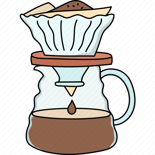 Drip, coffee, brewed, maker, glass, dripper, hot icon - Download on Iconfinder