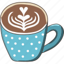 latte, art, coffee, cappuccino, cup, cafe, hot, drink, mug