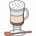 cappuccino, coffee, glass, drink, milk, foam, macchiato, cafe