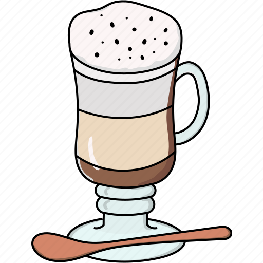 Cappuccino, coffee, glass, drink, milk, foam, macchiato icon - Download on Iconfinder