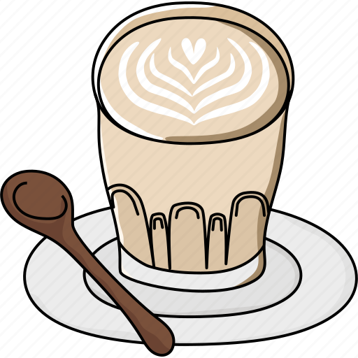 Latte, art, coffee, cappuccino, glass, cafe, hot icon - Download on Iconfinder