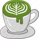 matcha, green, tea, cup, hot, latte, artmilk, drink, mug, cafe