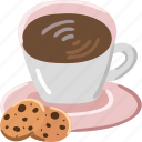 hot, coffee, cookie, black, break, cafe, cup, drink, mug