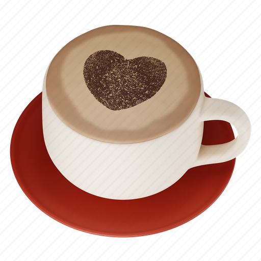 Cappuccino, coffee, cup, drink, beverage, hot, love 3D illustration - Download on Iconfinder