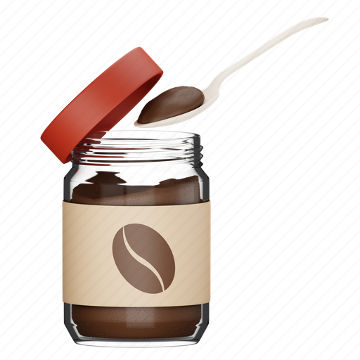 Coffee, jar, glass, espresso, drink, caffeine, scoop 3D illustration - Download on Iconfinder